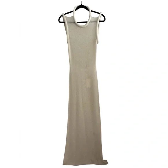 NEW Aya Muse Aura Ivory Cream Silk Wool Cashmere Sleeveless Dress Large - Picture 2 of 15